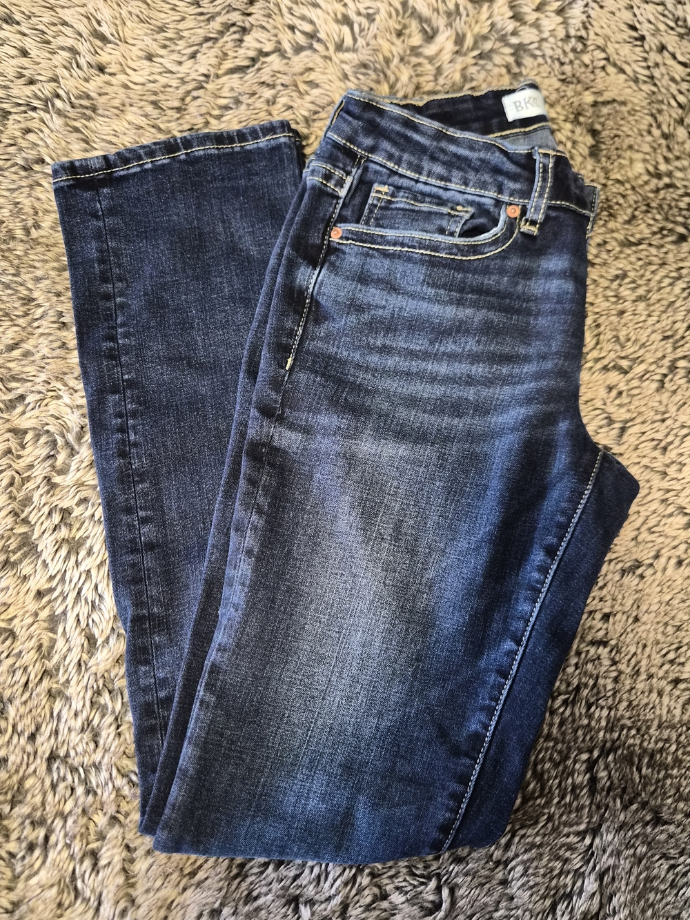 BKE Women's Stella Slim Fit Low Rise Straight Dark Blue Jean